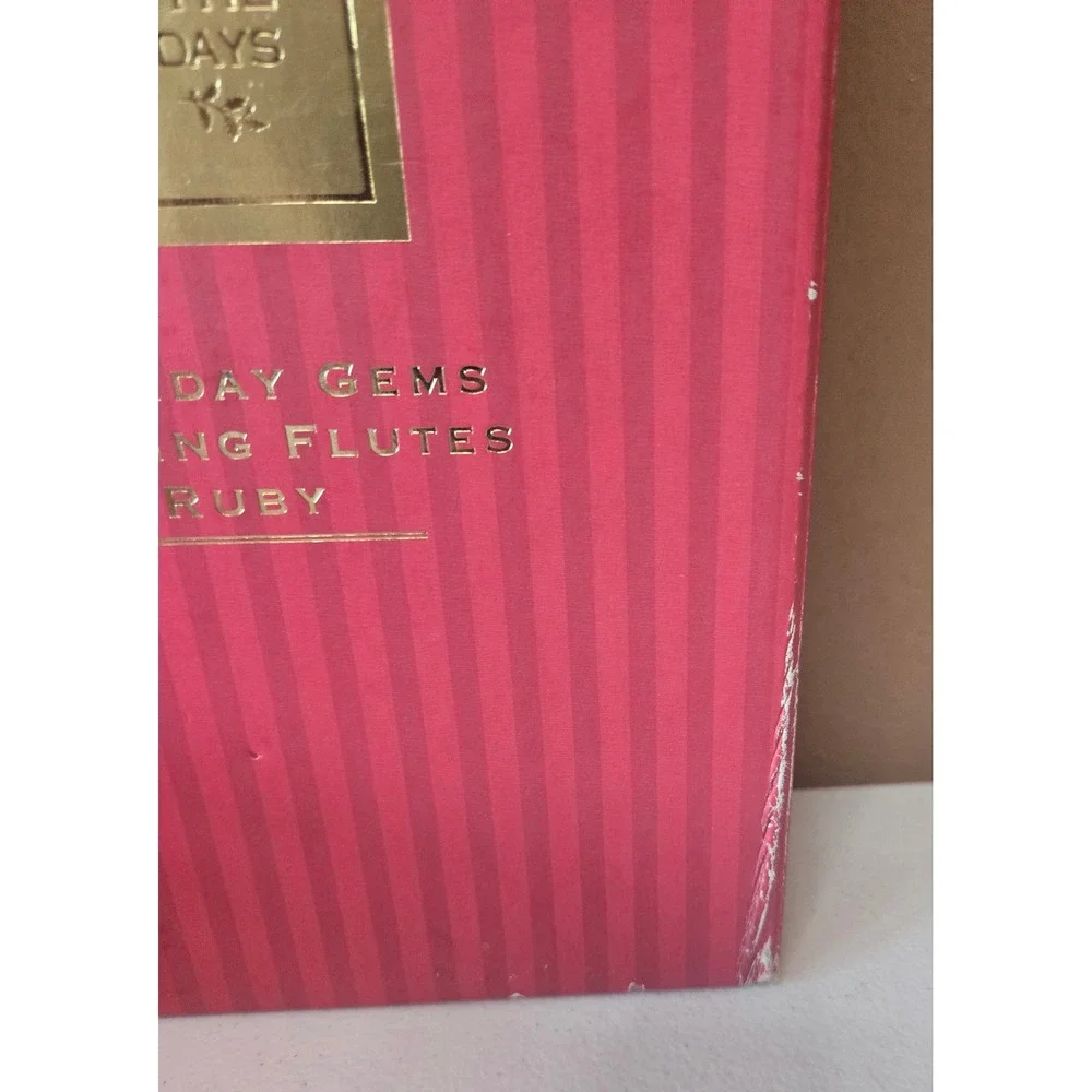 Lenox Holiday Gems Ruby Toasting Flutes Set of 2‎ Red Crystal Boxed 1998